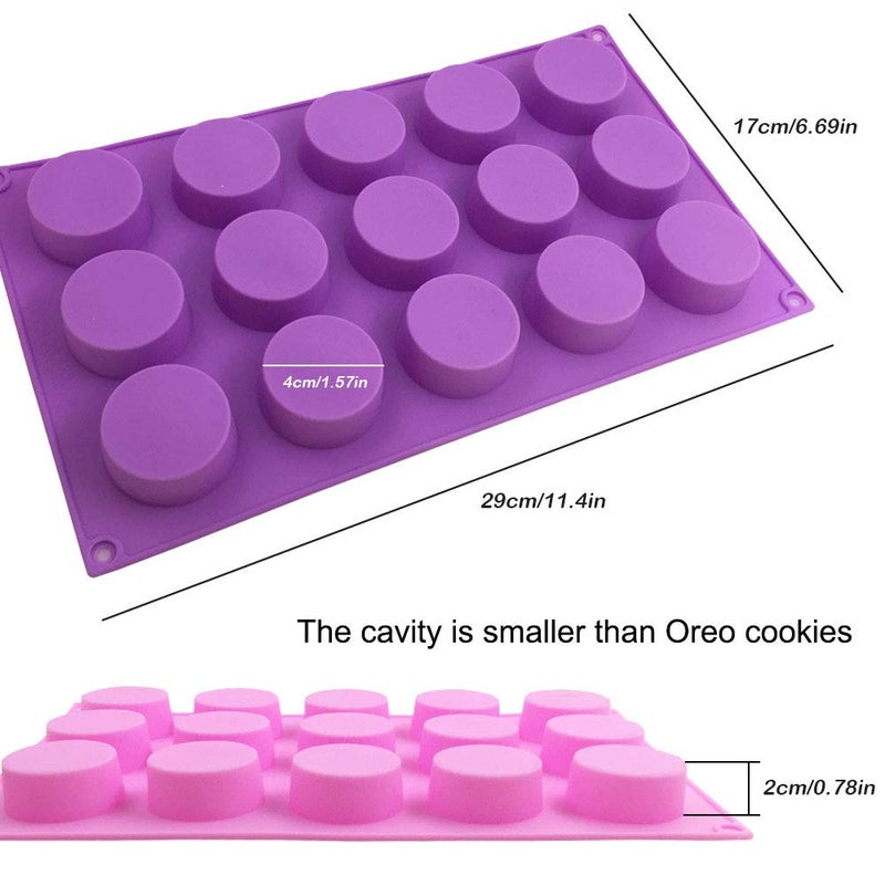 SENHAI 3 Pcs 15 Holes Cylinder Silicone Molds for Making Chocolate Candy Soap Muffin Brownie Cake Pudding Baking - Purple Blue Pink - Image 3